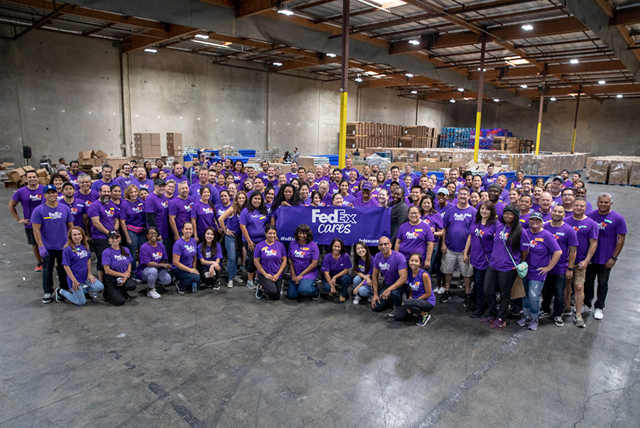 FedEx Cares Volunteers at the Food Bank