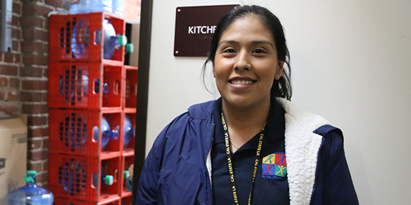 Irma, a mother and teacher, at a partner agency