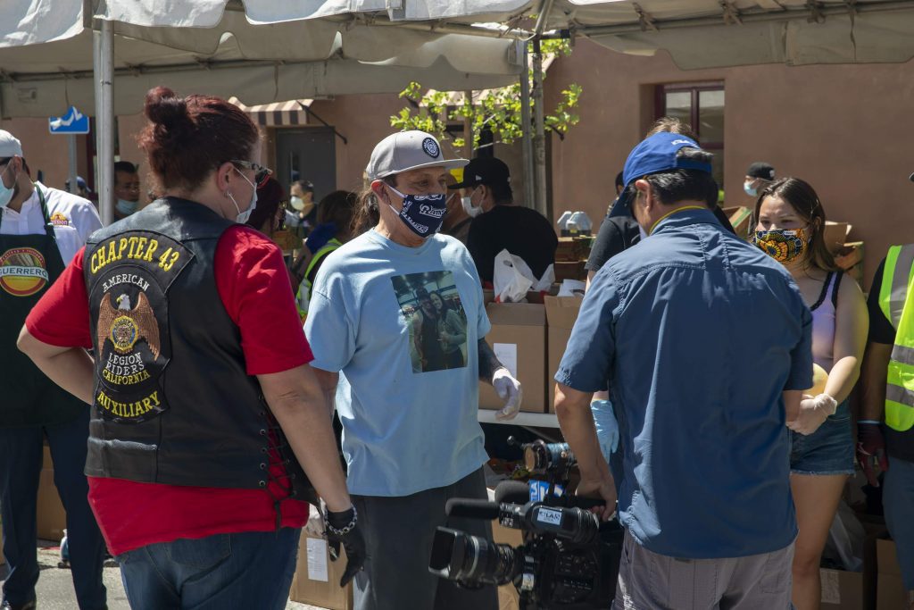 Danny Trejo at food distribution