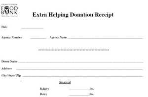 Extra Helping Donation Receipt