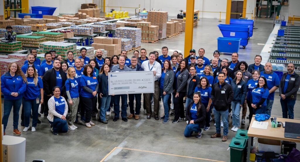 SoCalGas volunteers at the Food Bank warehouse in the City of Industry