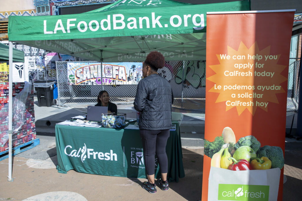 CalFresh outreach at a food distribution