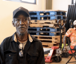 Lt. Roland, a food recipient and volunteer at the Fred Jordan Mission