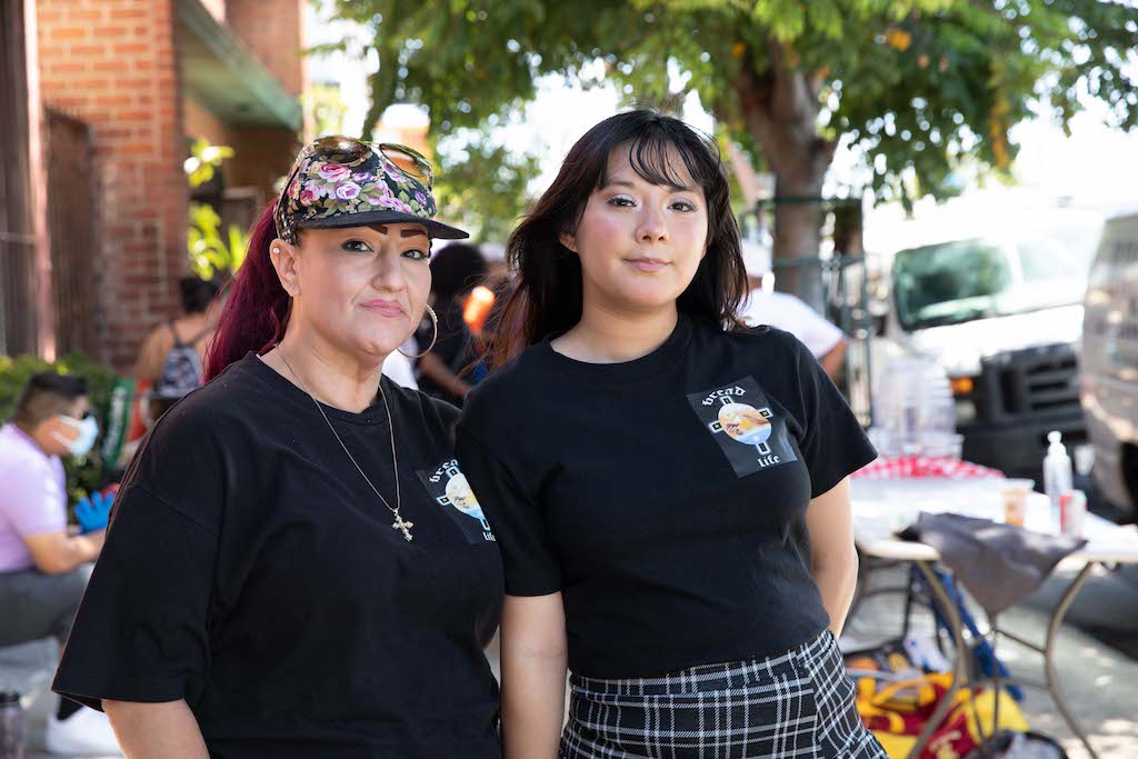 Volunteers at a food distribution hosted by a LA Regional Food Bank Partner Agency in West Los Angeles.