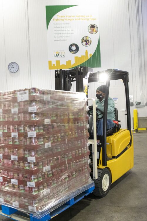 forklift at the LA Regional Food Bank