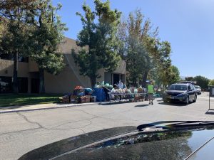 Drive-through distribution at LA Regional Food Bank Partner Agency site of First Church of the Nazarene in Pasadena, CA.