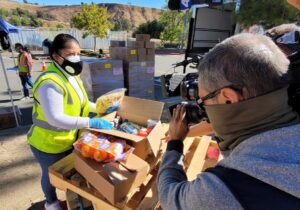 LA Regional Food Bank interviewed by media.