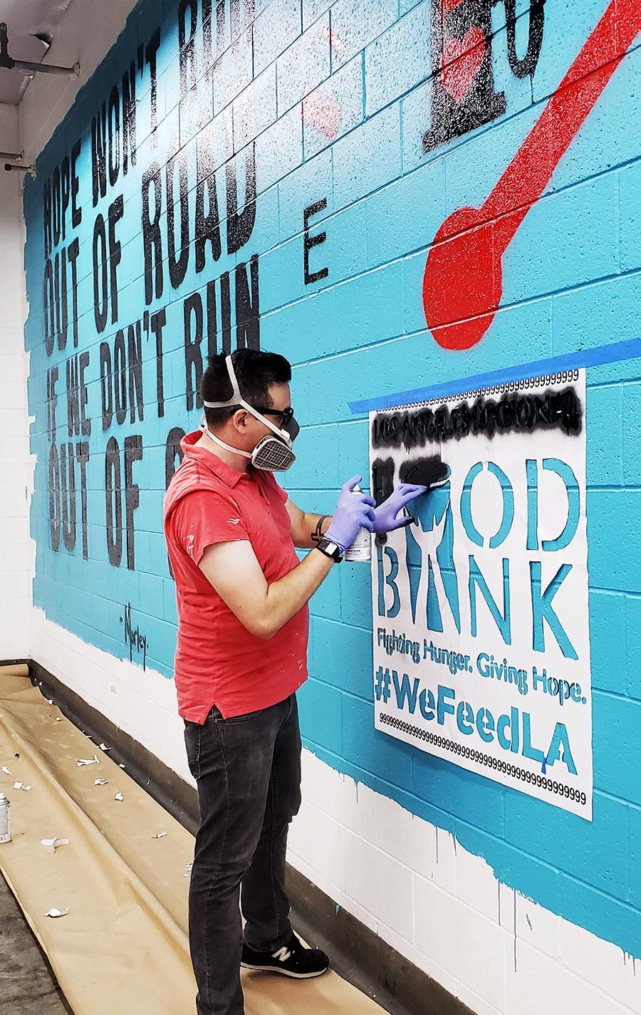 Morley volunteering at the Los Angeles Regional Food Bank