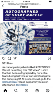 Sierra Canyon raffles autographed shirt for the LA Regional Food Bank.