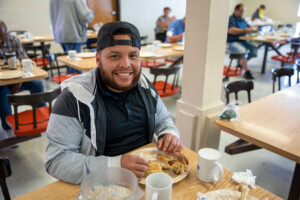 Long Beach Mission food recipient