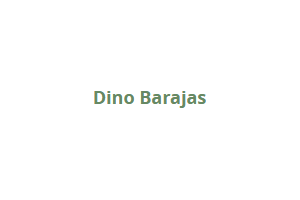 The image displays the name "Dino Barajas" on a plain white background, subtly highlighting his support for the Los Angeles Regional Food Bank.