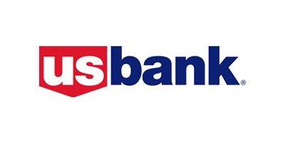 Logo of U.S. Bank with "us" in white letters inside a red shield shape, followed by "bank" in blue letters, echoing community support like the Los Angeles Regional Food Bank.