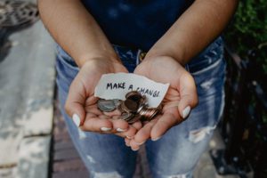 Make a change hands with coins