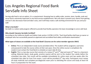 ServSafe Manager Registration - Los Angeles Regional Food Bank